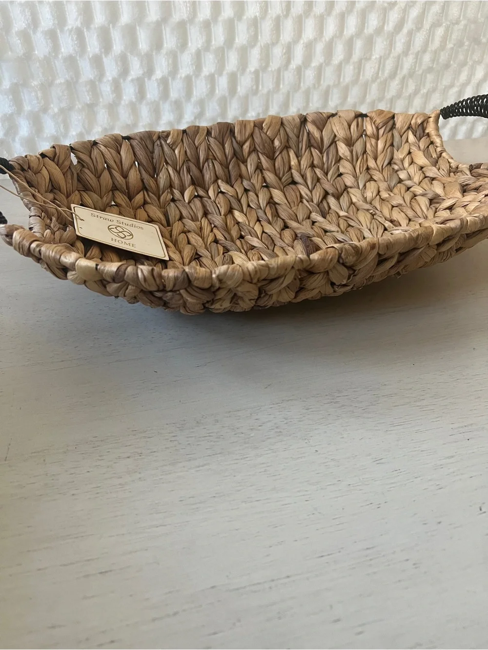 Straw Studios Handwoven Seagrass Basket Tray in Natural Tan
